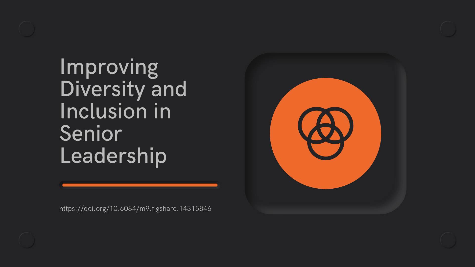 Logo of three circles in a venn diagram on an orange circle as the logo.