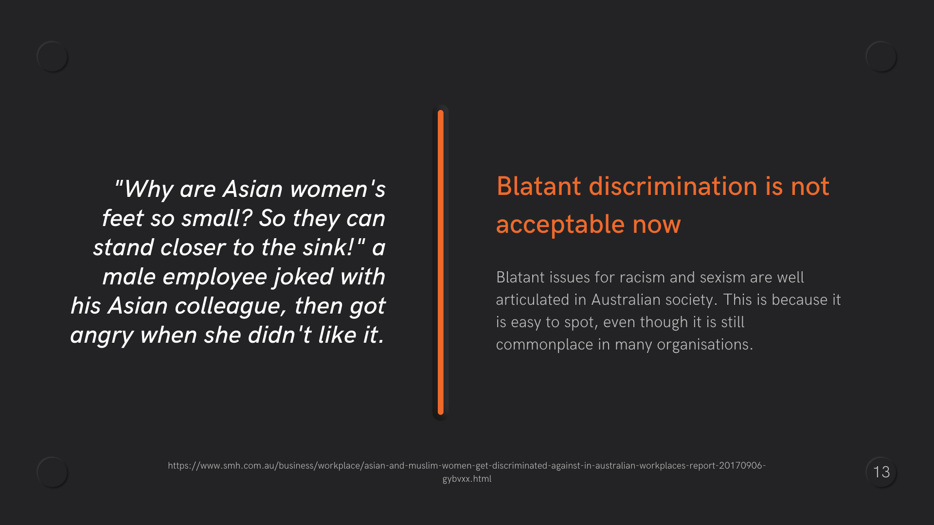 an orange vertical line and text