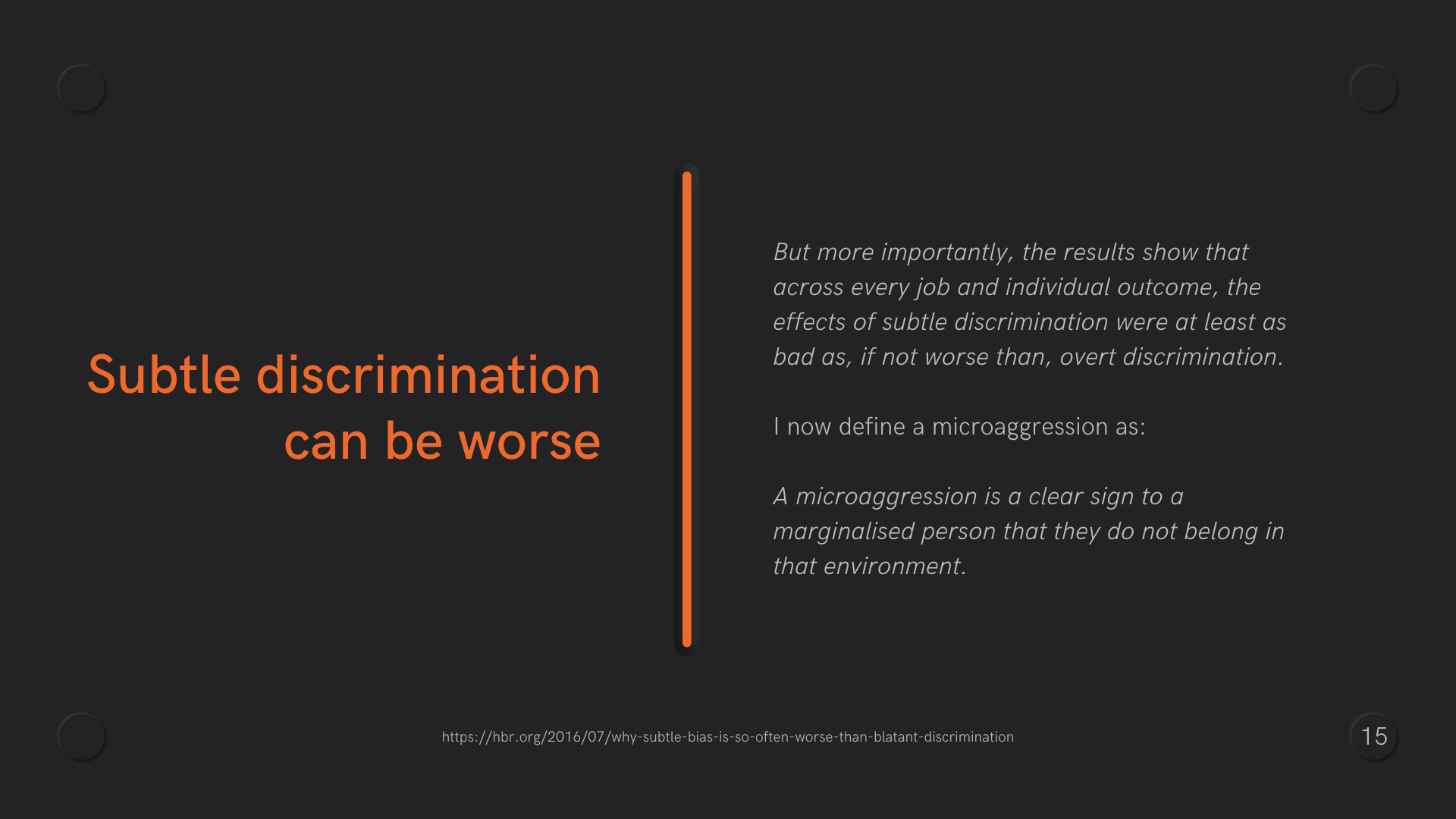 An orange vertical line and text