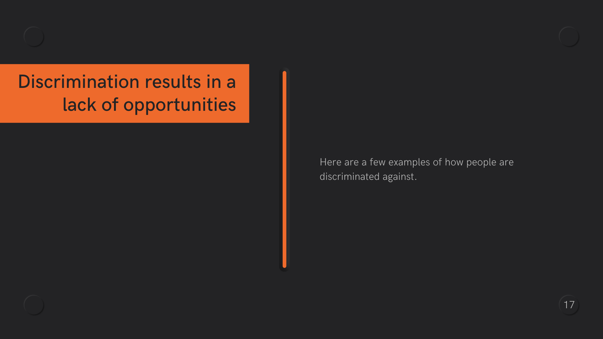 an orange vertical line and text