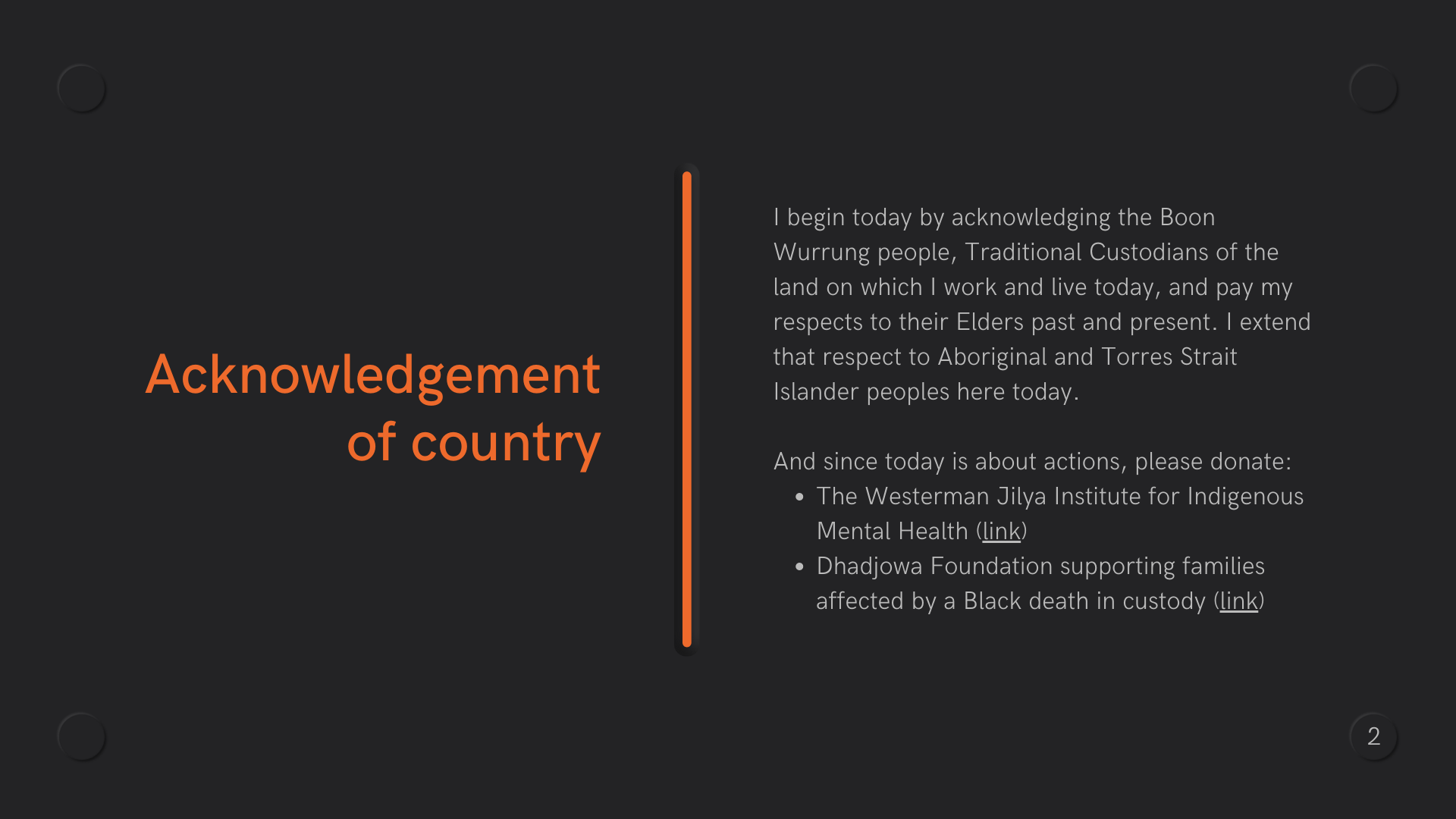 Text, vertical orange bar