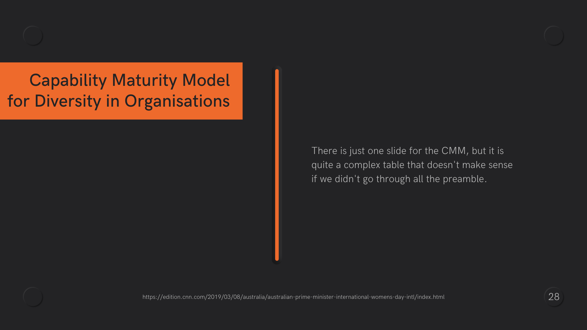  an orange vertical line and text
