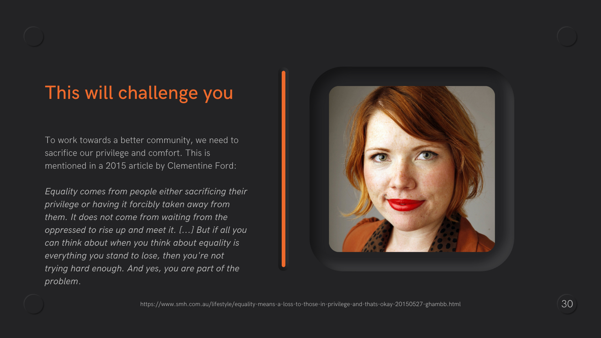  an orange vertical line and text