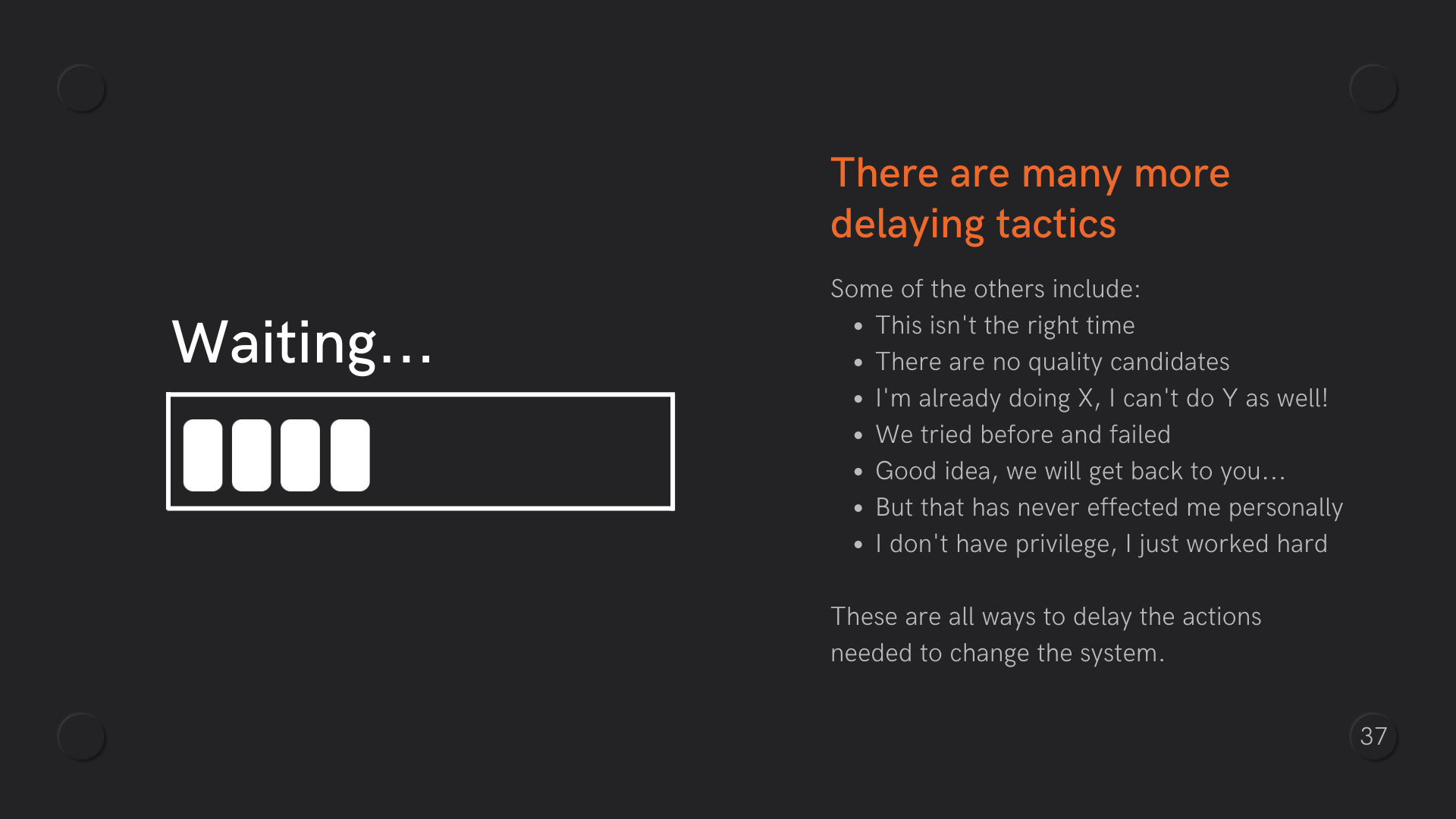 progress bar that is still in progress with the words 'waiting....' above the bar