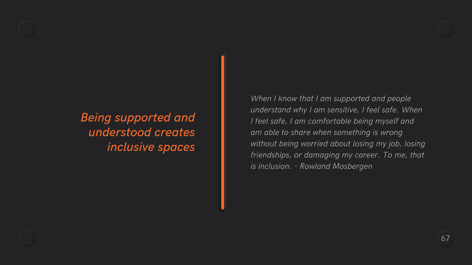 an orange vertical line and text